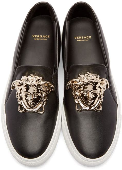 versace collection slip on leather shoes|versace shoes online store.